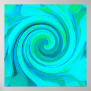 Poster Super Cool Abstrait Aqua Liquid Art Swirl