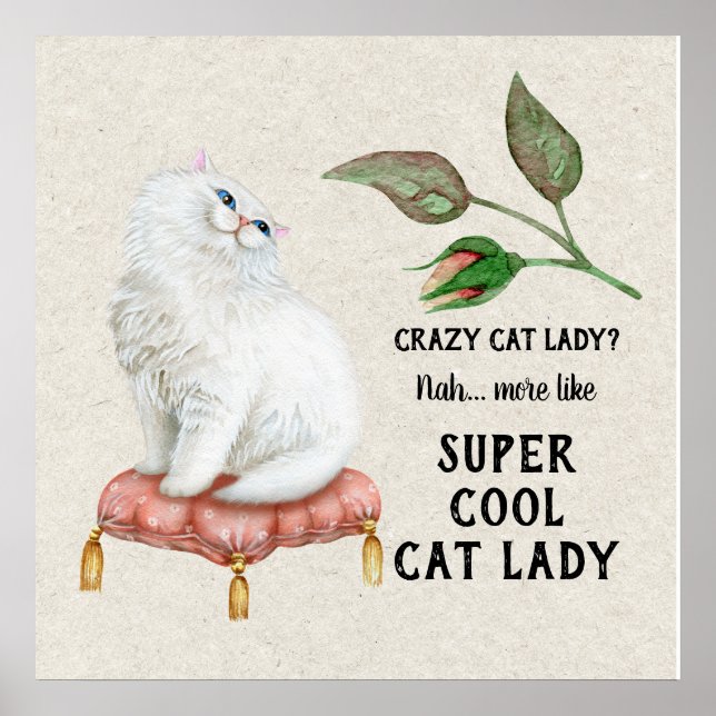 Poster Super Cool Chat Lady Hip Typographie Chat Perse (Devant)