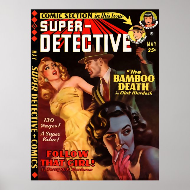 Poster Super Détective #2 mai 1950 | Cool Noir Art (Devant)
