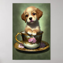 Super Golden Retriever Puppy dans un Tea
