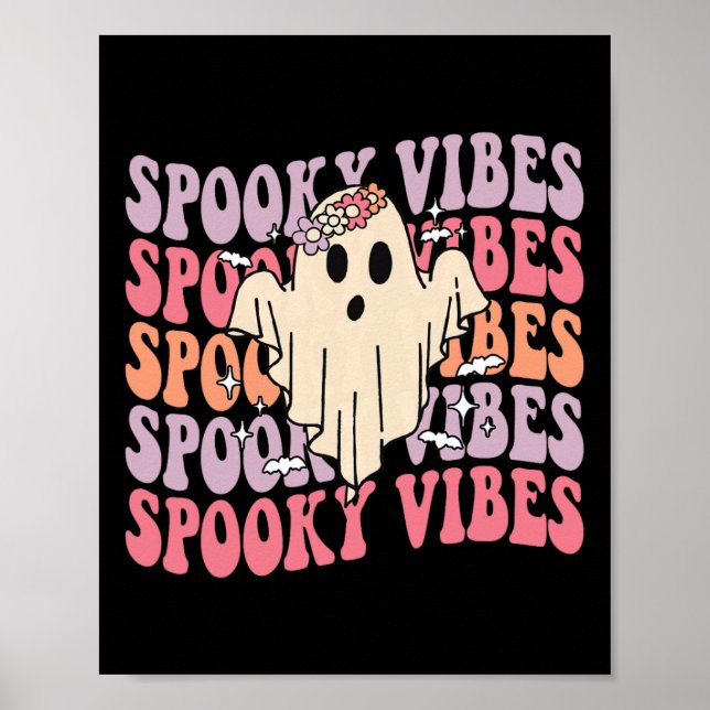 Poster Super Halloween Vibes Éffrayantes Rétro Fantôme Fl (Devant)