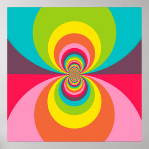Poster Super Hippie rétro Vintage Rainbow Kaleidoscope
