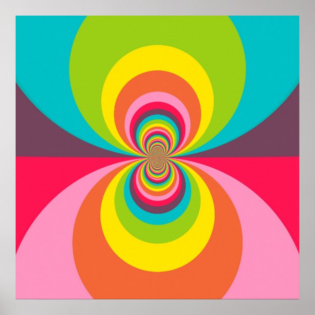 Poster Super Hippie rétro Vintage Rainbow Kaleidoscope (Devant)