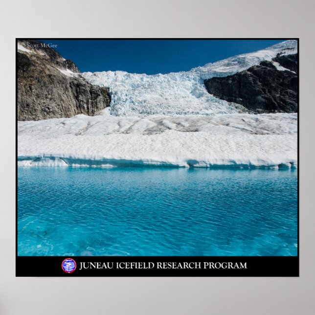 Poster Super lac glaciaire en dessous de la cascade de gl (Devant)