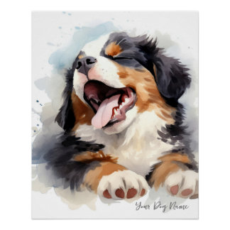 Poster Super mignon ange couchant chiot Bernese Mountain