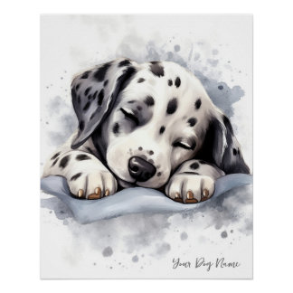 Poster Super mignon ange dormant chiot Dalmatien Chien 00