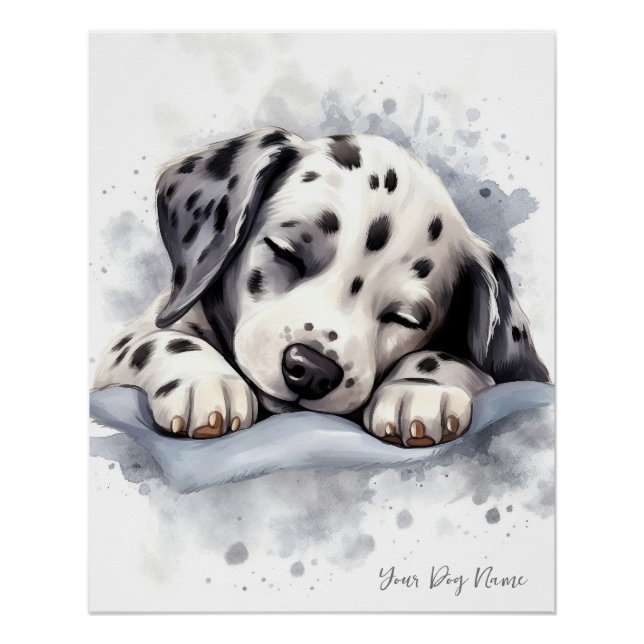 Poster Super mignon ange dormant chiot Dalmatien Chien 00 (Devant)