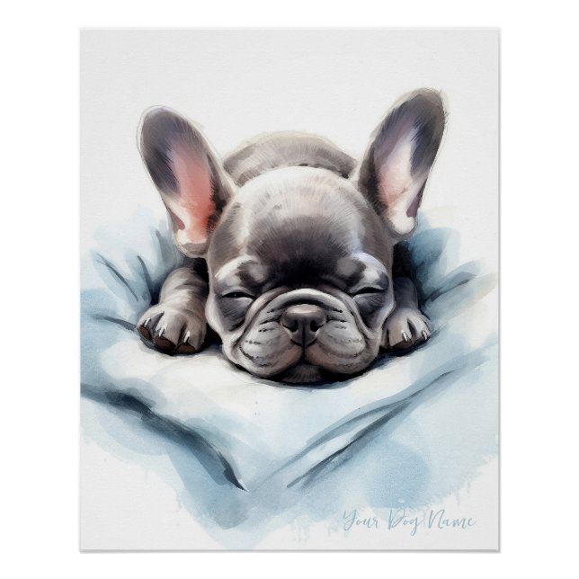 Poster Super mignon ange endormi chiot Français Bulldog 0 (Devant)