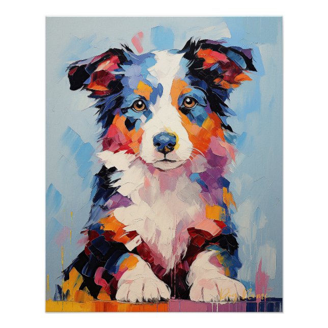 Poster Super mignon Bordure Collie Chien Chien Chien Chie (Devant)