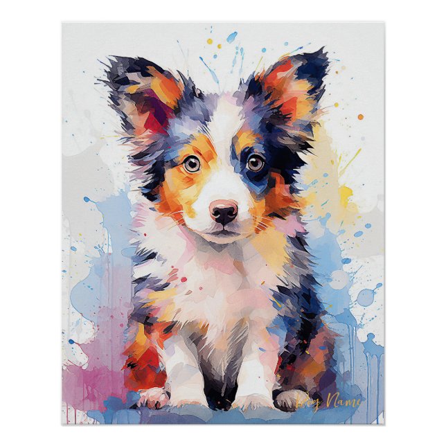 Poster Super mignon Bordure Collie Chien Chien Chien Chie (Devant)