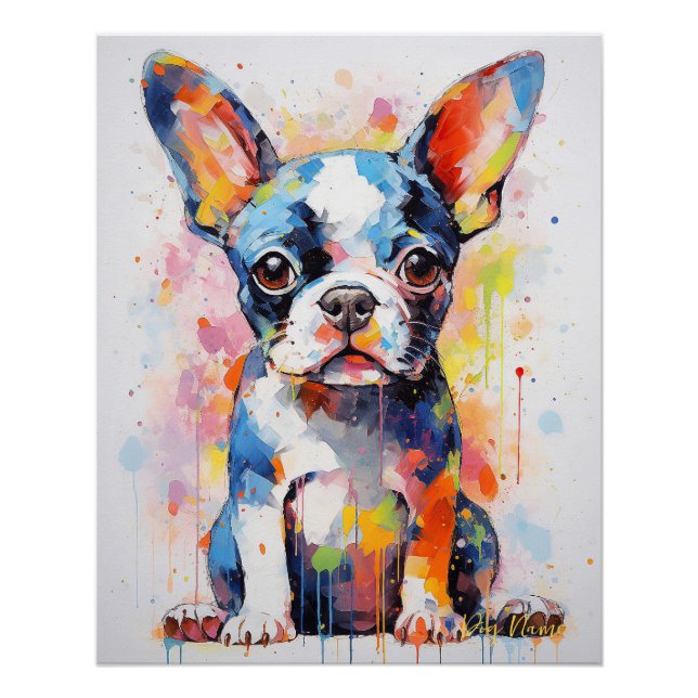 Poster Super mignon Boston Terrier Chien Chien Chien Pupp (Devant)