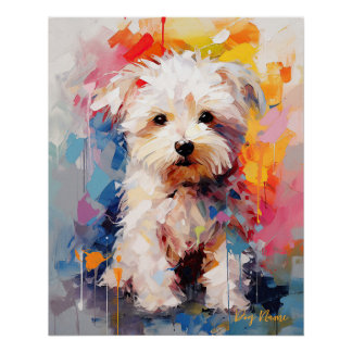 Poster Super mignon Chien Maltais Puppy 002 - Xeno Lucilf