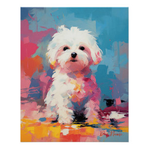 Poster Super mignon Chien Maltais Puppy 003 - Xeno Lucilf