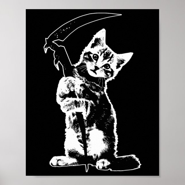Poster Super mignon Faucheuse Chat Mort Chat Drôle Grim R (Devant)