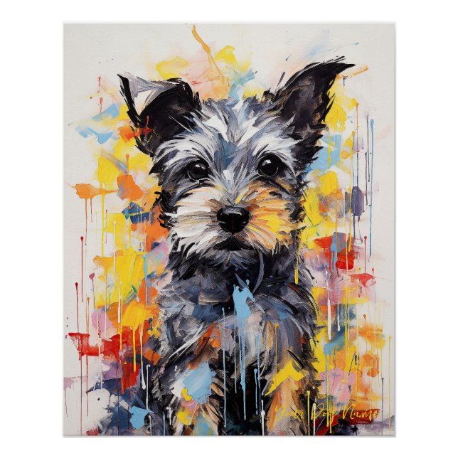 Poster Super mignon Schnauzer Chien Chien Puppy 002 - Xen (Devant)