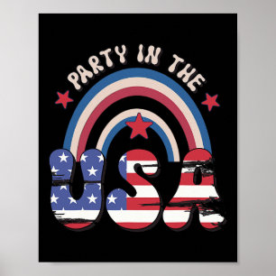 Poster Super Parti Vintage En Usa Rainbow American 4th O