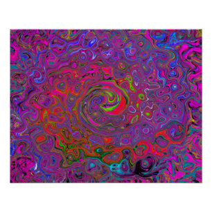 Poster Super psychédélique Magenta Retro Liquide Swirl