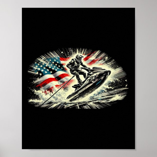 Poster Super Ski pour hommes femmes skieurs drapeau améri (Devant)