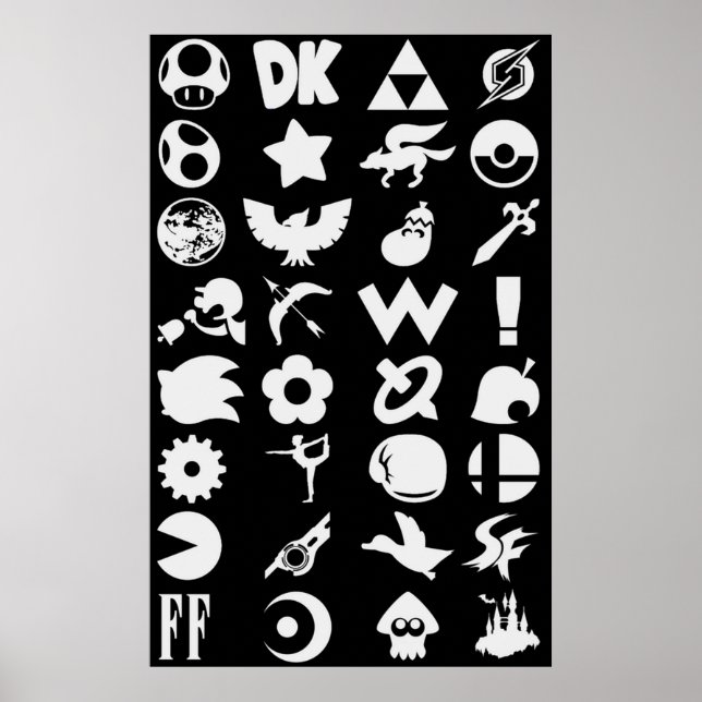 Poster Super Smash Bros Ultimate Series Logos White Ico (Devant)