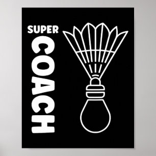 Poster Super Trainer Badminton Sport Simple Badminton Coa