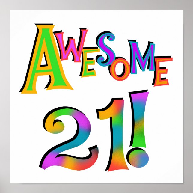 Poster Superbe 21 T-shirts et cadeaux d'anniversaire (Devant)