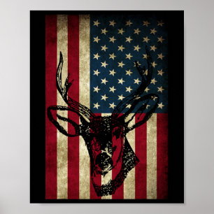 Poster Superbe cadeau de chasse au cerf patriotique avec