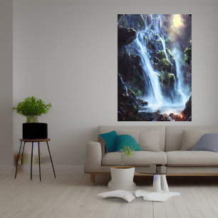Poster Superbe cascade dans la forêt Art AI
