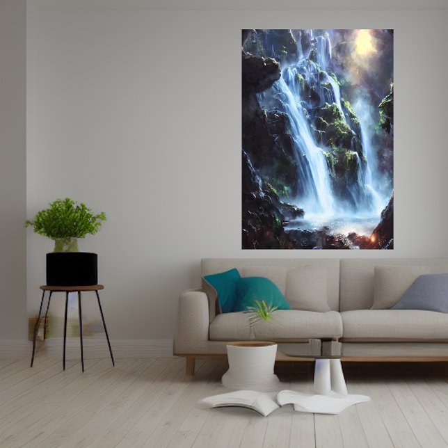 Poster Superbe cascade dans la forêt | Art AI (Créateur téléchargé)