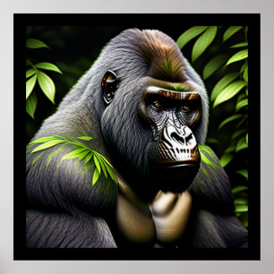 Poster Superbe Gorille Argent - Jungle King