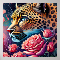 Superbe léopard bleu orné de peinture Rose