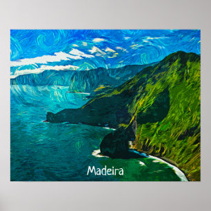 Poster Superbe Madère Vue Côtière Peinture à l'huile