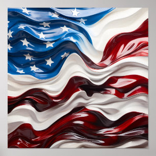 Poster Superbe peinture patriotique américaine à l'huile