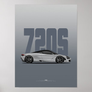 Poster Supercar 720S - Lame Argent