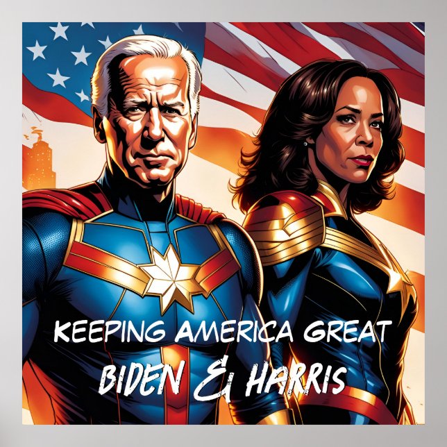 Poster Superhero Biden et Harris gardent l'Amérique grand (Devant)