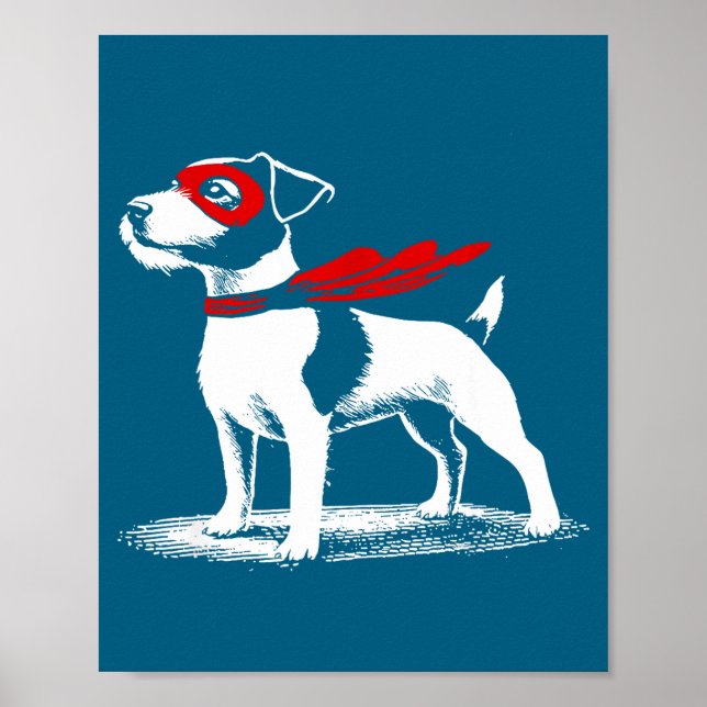 Poster Superhero Dog Cape Illustration Funny Loyal Pet He (Devant)