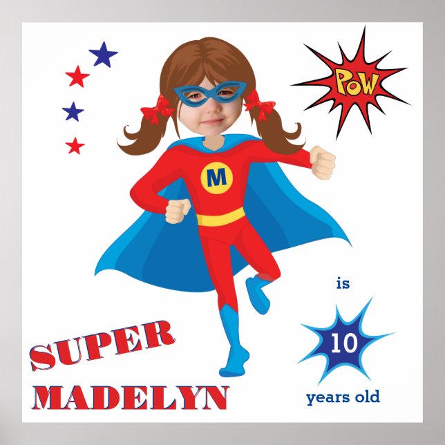 Poster Superhero fille sensationnelle Anniversaire fantas (Devant)