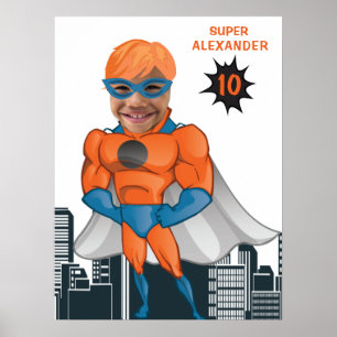 Poster Superhero Muscle Man Orange Plus grand anniversair