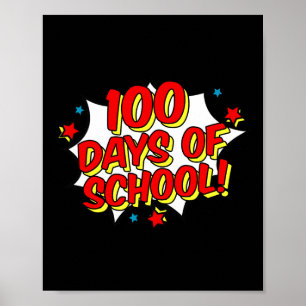 Poster Superhero Style Joyeux 100ème 100 Jours d'école