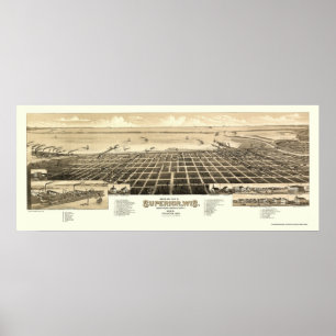 Poster Supérieur, carte panoramique de WI - 1883