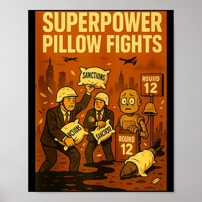 Poster Superwer Llow Fights Funny Geolitical Satire Gift  (Devant)