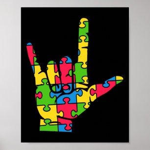 Poster Support Autism Love Sign Language