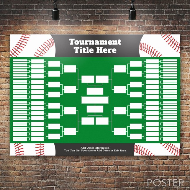 Poster Support de tournoi de baseball - 64 équipes (Custom Tournament Bracket)
