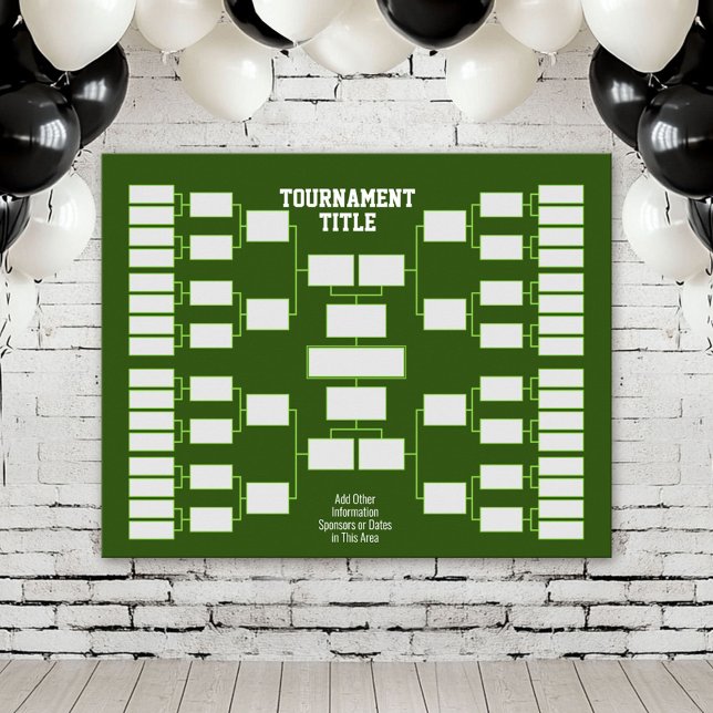 Poster Support de tournoi sportif - Green 32 équipes (Custom Tournament Bracket Poster)
