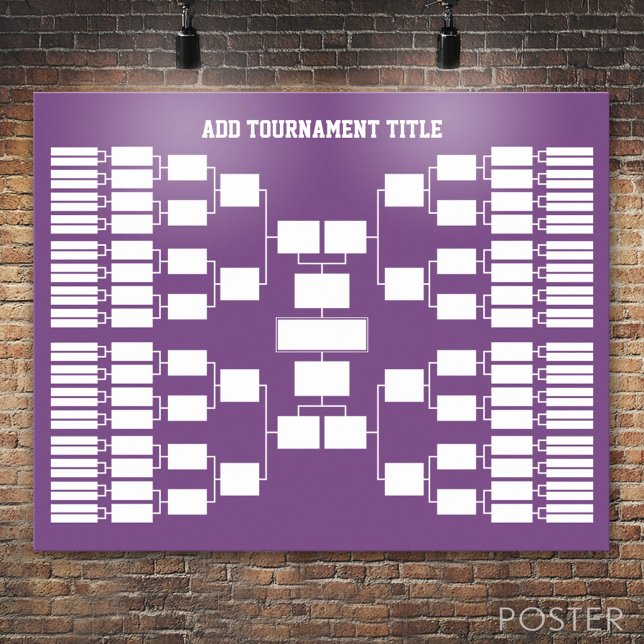 Poster Support de tournoi sportif pour 64 équipes violet (Custom Tournament Bracket)