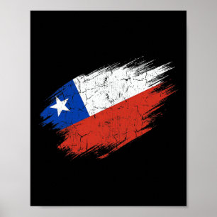 Poster Supporter de football chilien Drapeau en lambeaux 