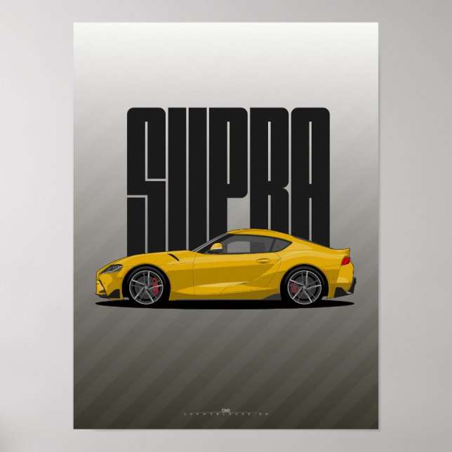 Poster Supra MK5 - Voiture de sport jaune (Devant)