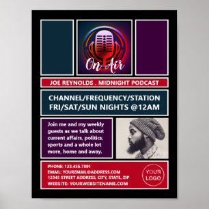 Poster Sur Air Podcaster, Retro Podcast Publicité