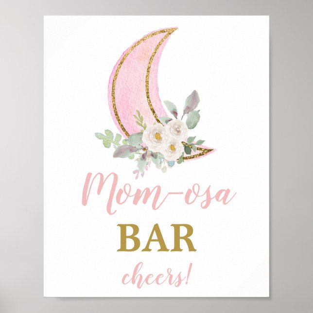 Poster Sur la luneDouche bébé Momosa Panneau barre (Devant)