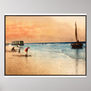 Poster Sur La Plage - Art Vintage