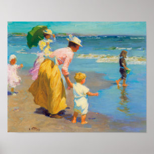 Poster Sur la plage par Edward Potthast art